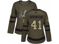 Women Adidas Florida Panthers #41 Aleksi Heponiemi Green Salute to Service NHL Jersey