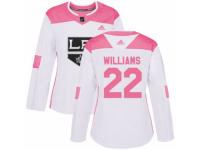 Women Adidas Los Angeles Kings #22 Tiger Williams White/Pink Fashion NHL Jersey