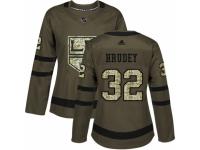 Women Adidas Los Angeles Kings #32 Kelly Hrudey Green Salute to Service NHL Jersey
