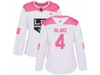Women Adidas Los Angeles Kings #4 Rob Blake White/Pink Fashion NHL Jersey