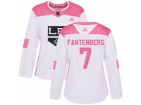 Women Adidas Los Angeles Kings #7 Oscar Fantenberg White/Pink Fashion NHL Jersey