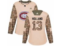 Women Adidas Montreal Canadiens #13 Peter Holland Camo Veterans Day Practice NHL Jersey