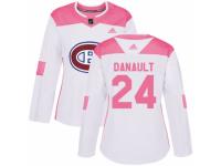 Women Adidas Montreal Canadiens #24 Phillip Danault White/Pink Fashion NHL Jersey