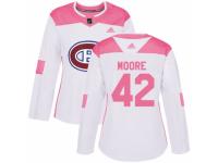 Women Adidas Montreal Canadiens #42 Dominic Moore White/Pink Fashion NHL Jersey