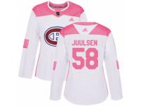 Women Adidas Montreal Canadiens #58 Noah Juulsen White/Pink Fashion NHL Jersey