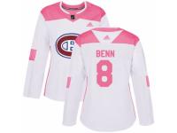 Women Adidas Montreal Canadiens #8 Jordie Benn White/Pink Fashion NHL Jersey