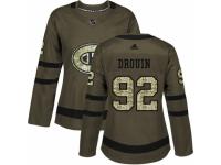 Women Adidas Montreal Canadiens #92 Jonathan Drouin Green Salute to Service NHL Jersey