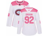 Women Adidas Montreal Canadiens #92 Jonathan Drouin White/Pink Fashion NHL Jersey