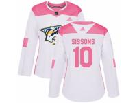 Women Adidas Nashville Predators #10 Colton Sissons White/Pink Fashion NHL Jersey