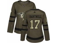 Women Adidas Nashville Predators #17 Scott Hartnell Green Salute to Service NHL Jersey