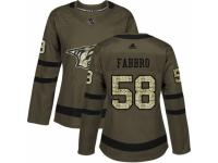 Women Adidas Nashville Predators #58 Dante Fabbro Green Salute to Service NHL Jersey