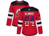 Women Adidas New Jersey Devils #64 Joseph Blandisi Red USA Flag Fashion NHL Jersey