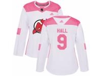 Women Adidas New Jersey Devils #9 Taylor Hall White/Pink Fashion NHL Jersey