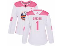 Women Adidas New York Islanders #1 Thomas Greiss White/Pink Fashion NHL Jersey