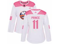 Women Adidas New York Islanders #11 Shane Prince White/Pink Fashion NHL Jersey