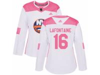 Women Adidas New York Islanders #16 Pat LaFontaine White/Pink Fashion NHL Jersey