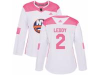 Women Adidas New York Islanders #2 Nick Leddy White/Pink Fashion NHL Jersey