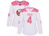 Women Adidas New York Islanders #4 Robin Salo White/Pink Fashion NHL Jersey