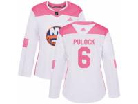 Women Adidas New York Islanders #6 Ryan Pulock White/Pink Fashion NHL Jersey