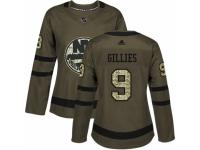 Women Adidas New York Islanders #9 Clark Gillies Green Salute to Service NHL Jersey