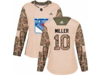 Women Adidas New York Rangers #10 J.T. Miller Camo Veterans Day Practice NHL Jersey