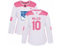 Women Adidas New York Rangers #10 J.T. Miller White/Pink Fashion NHL Jersey