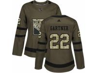 Women Adidas New York Rangers #22 Mike Gartner Green Salute to Service NHL Jersey