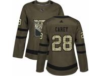 Women Adidas New York Rangers #28 Paul Carey Green Salute to Service NHL Jersey
