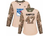 Women Adidas New York Rangers #47 Steven Kampfer Camo Veterans Day Practice NHL Jersey
