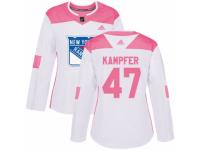 Women Adidas New York Rangers #47 Steven Kampfer White/Pink Fashion NHL Jersey