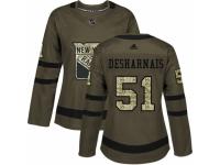 Women Adidas New York Rangers #51 David Desharnais Green Salute to Service NHL Jersey