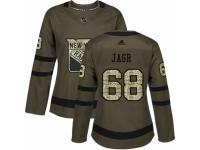 Women Adidas New York Rangers #68 Jaromir Jagr Green Salute to Service NHL Jersey