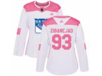 Women Adidas New York Rangers #93 Mika Zibanejad White/Pink Fashion NHL Jersey