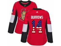 Women Adidas Ottawa Senators #14 Alexandre Burrows Red USA Flag Fashion NHL Jersey