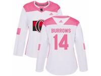 Women Adidas Ottawa Senators #14 Alexandre Burrows White/Pink Fashion NHL Jersey