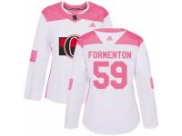 Women Adidas Ottawa Senators #59 Alex Formenton White/Pink Fashion NHL Jersey