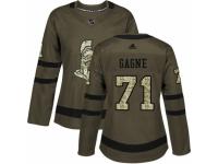 Women Adidas Ottawa Senators #71 Gabriel Gagne Green Salute to Service NHL Jersey