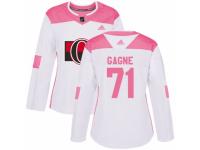 Women Adidas Ottawa Senators #71 Gabriel Gagne White/Pink Fashion NHL Jersey