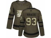 Women Adidas Philadelphia Flyers #93 Jakub Voracek Green Salute to Service NHL Jersey