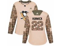 Women Adidas Pittsburgh Penguins #22 Matt Hunwick Camo Veterans Day Practice NHL Jersey
