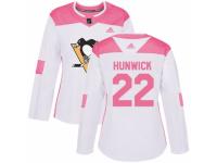 Women Adidas Pittsburgh Penguins #22 Matt Hunwick White/Pink Fashion NHL Jersey