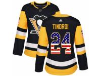 Women Adidas Pittsburgh Penguins #24 Jarred Tinordi Black USA Flag Fashion NHL Jersey