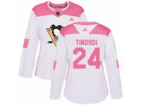 Women Adidas Pittsburgh Penguins #24 Jarred Tinordi White/Pink Fashion NHL Jersey