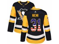 Women Adidas Pittsburgh Penguins #31 Antti Niemi Black USA Flag Fashion NHL Jersey