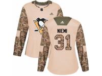 Women Adidas Pittsburgh Penguins #31 Antti Niemi Camo Veterans Day Practice NHL Jersey