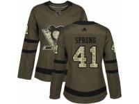 Women Adidas Pittsburgh Penguins #41 Daniel Sprong Green Salute to Service NHL Jersey