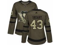Women Adidas Pittsburgh Penguins #43 Conor Sheary Green Salute to Service NHL Jersey