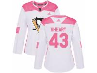 Women Adidas Pittsburgh Penguins #43 Conor Sheary White/Pink Fashion NHL Jersey
