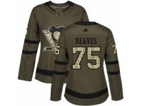 Women Adidas Pittsburgh Penguins #75 Ryan Reaves Green Salute to Service NHL Jersey