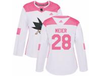 Women Adidas San Jose Sharks #28 Timo Meier White/Pink Fashion NHL Jersey